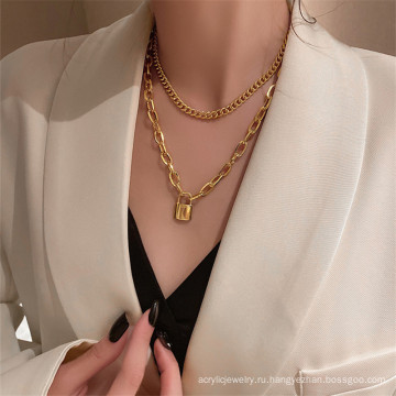 Персонализированная дикая толстая цепная шлюза для женщин для женщин Простая многослойная ретро-колье для ожерелья для ожерелья
